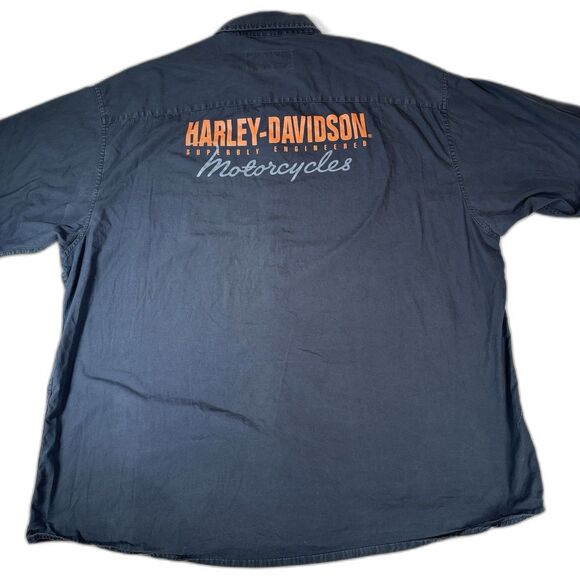 Harley Davidson Mens XXL 2XL Short Sleeve Button Up Shirt Mechanic Biker Casual - Picture 1 of 9